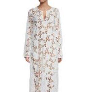 Johnny Was Anthropologie floral white Garden lace maxi dress size XS